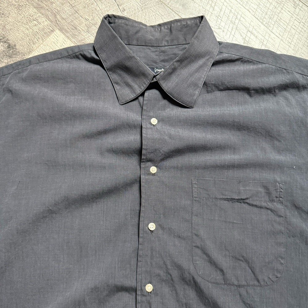 VNTG Gitman‎ Bros. Button Up Shirt 18-35 Long Sleeve Gray 100% Cotton USA Made